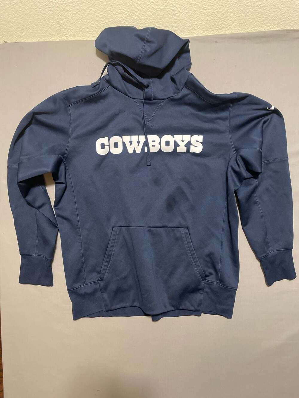 Nike Dallas Cowboys Hoodie Size L Navy Blue Wordmark Dri-Fit Pullover